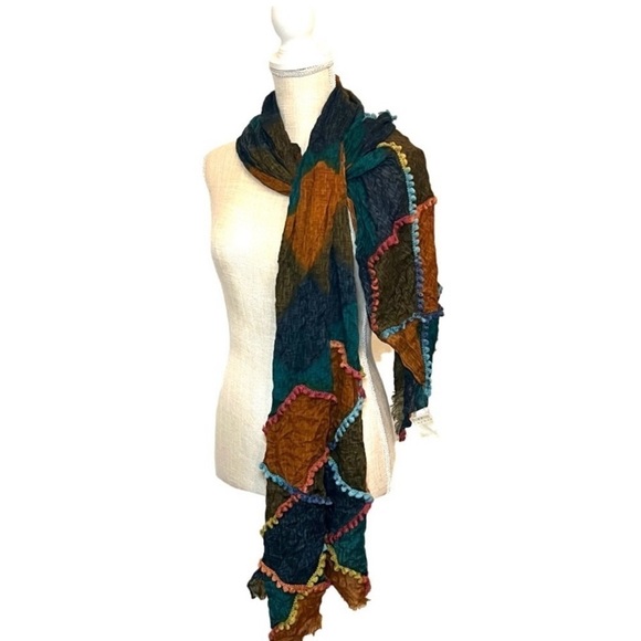 Chico's Multi Color Patchwork Scarf - Picture 2 of 6